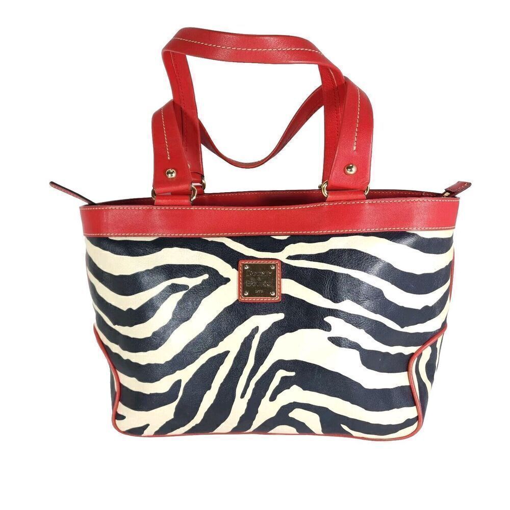 Dooney & Bourke Red Trim Zebra Print Tote